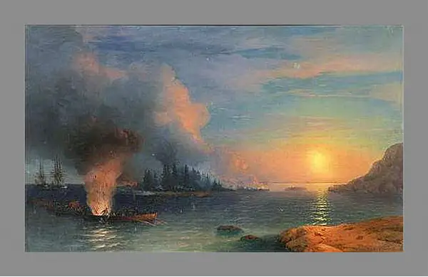 Картина в раме - Битва в северных странах. Иван Айвазовский