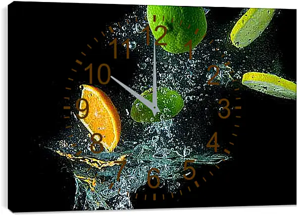 Часы картина - Фруктовый танец. Взрыв Цвета.