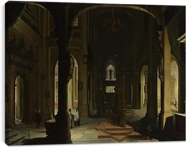 Постер на подрамнике - Interior of a Church at Night. Стенвейк Хармен Ван