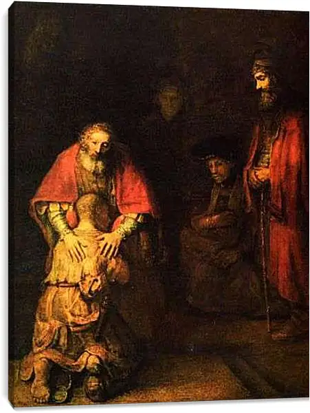 Постер на подрамнике - Возвращение блудного сына Die Heimkehr des verlorenen Sohnes. Рембрандт