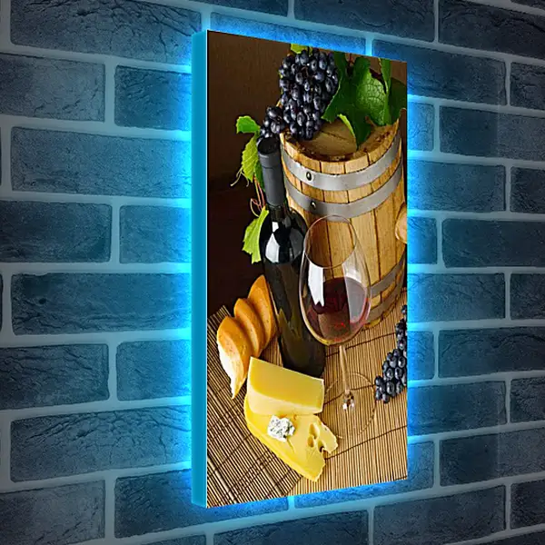 Лайтбокс световая панель - Вино, сыр и хлеб. Винная Гармония.