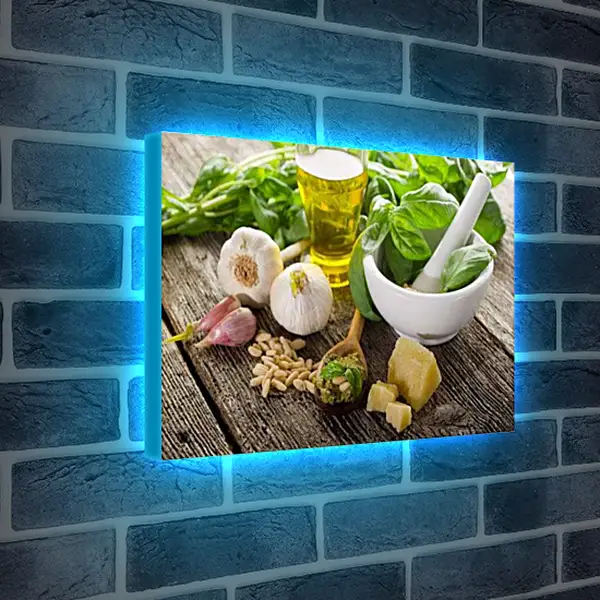 Лайтбокс световая панель - Ингридиенты для соуса Песто. Ингредиенты для песто.