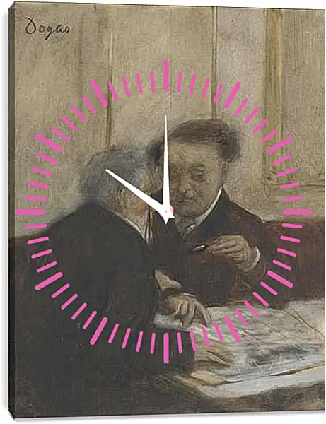 Часы картина - At the Cafe Chateaudun. Эдгар Дега