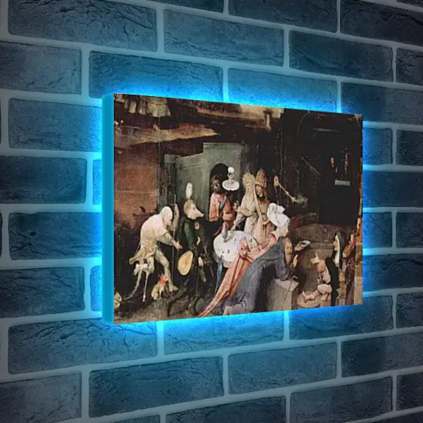 Лайтбокс световая панель - Antoniusaltar, Triptychon, Mitteltafel - Versuchung des Hl. Antonius. Иероним Босх