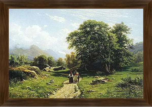 Картина в раме - Швейцарский пейзаж. Иван Шишкин