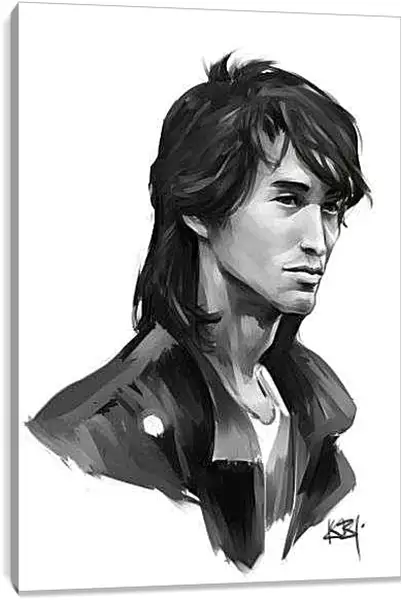 Постер на подрамнике - Виктор Цой рисунок карандашом