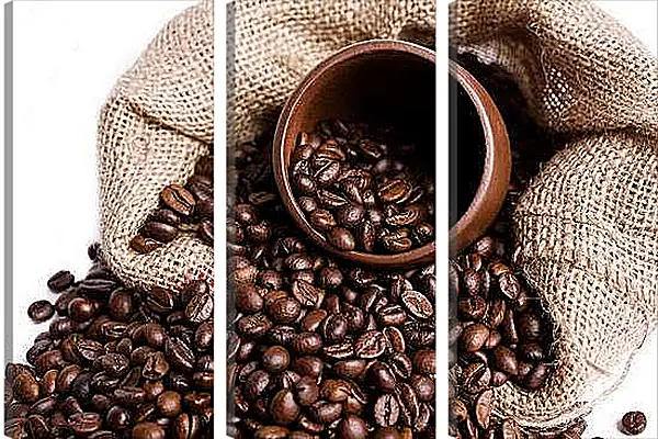 Модульная картина - Бразильский кофе. Ароматное утро.