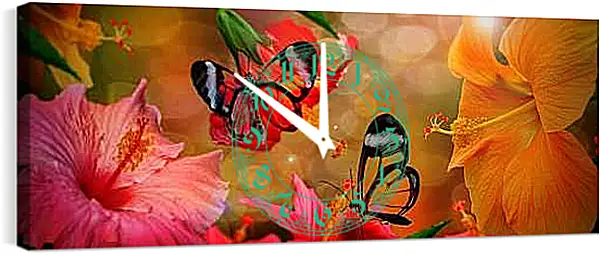Часы картина - Две бабочки
