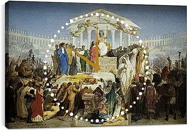 Часы картина - The Age of Augustus - The Birth of Christ. Жан-Леон Жером