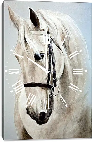 Часы картина - Морда белой лошади