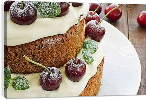 Постер на подрамнике - Торт с вишней. Сладкое Искушение.