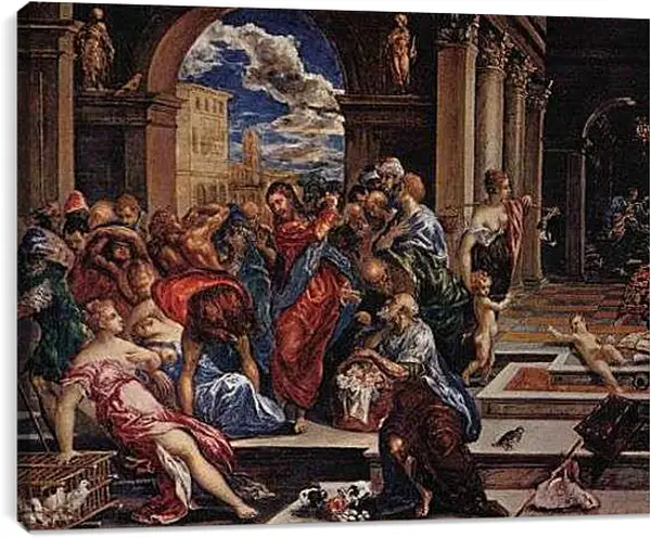 Постер на подрамнике - Vertreibung der Handler aus dem Tempel. Эль Греко