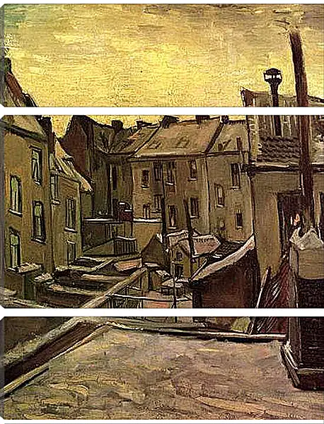 Модульная картина - Backyards of Old Houses in Antwerp in the Snow. Винсент Ван Гог