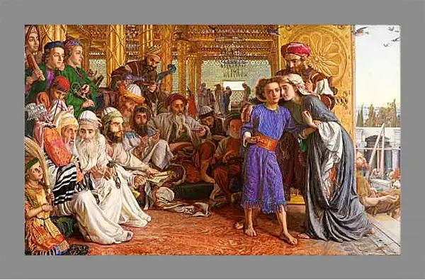 Картина в раме - Нахождение Спасителя во Храме. Уильям Холман Хант