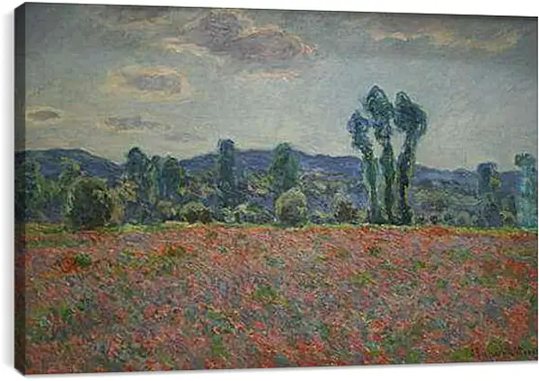 Постер на подрамнике - Маковое поле в Живерни. Клод Моне
