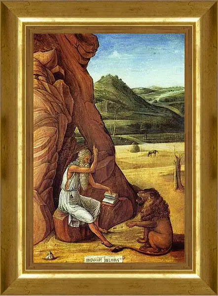 Картина в раме - Hieronymus in der Wuste. Джованни Беллини