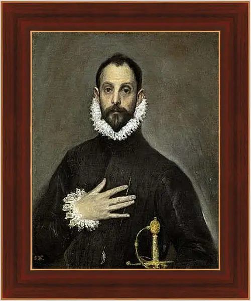 Картина в раме - The Nobleman with his Hand on his Chest. Эль Греко