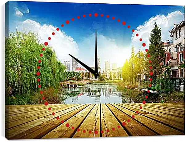 Часы картина - Bridge river - Мост река