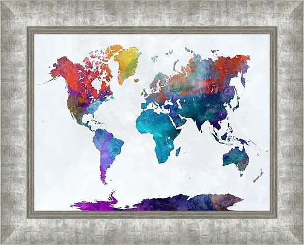 Картина в раме - Карта мира, чернильная