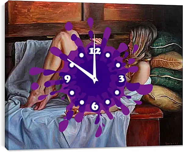 Часы картина - С грушей в руке. Эротика