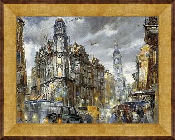 Картина в раме - Дождь в Санкт-Петербурге