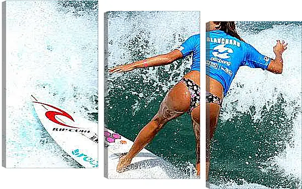 Модульная картина - Мокрая серфингистка на доске