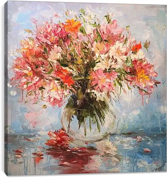 Постер на подрамнике - Букет в стекле