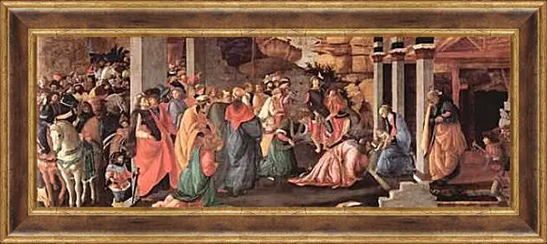 Картина в раме - Adoration of the holy three kings. Сандро Боттичелли