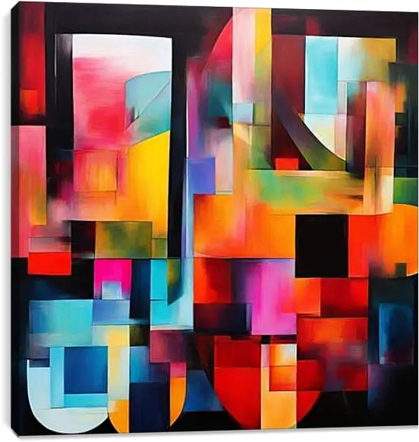 Постер на подрамнике - Танец абстрактных форм и цветов