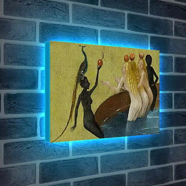Лайтбокс световая панель - Women with peacock. Иероним Босх