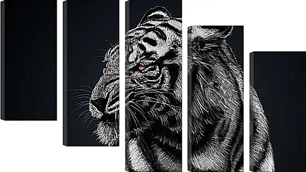 Модульная картина - Белый тигр. Большая кошка. Хищник