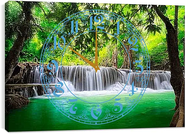 Часы картина - Водопад в лесу