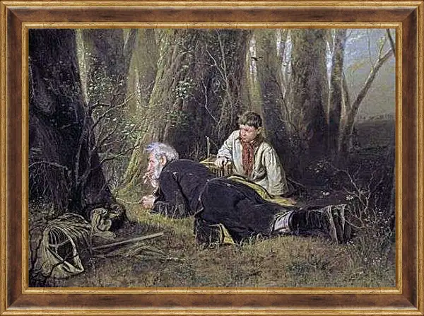 Картина в раме - Птицелов. Перов Василий