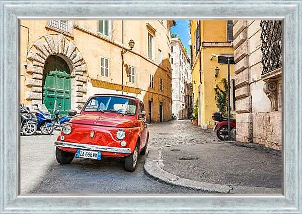 Картина в раме - Fiat Nuova 500 на улице Рима