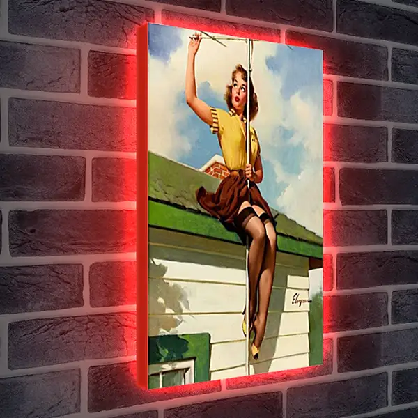 Лайтбокс световая панель - Девушка ремонтирует антенну