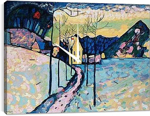 Часы картина - Белый пейзаж. Кандинский Василий