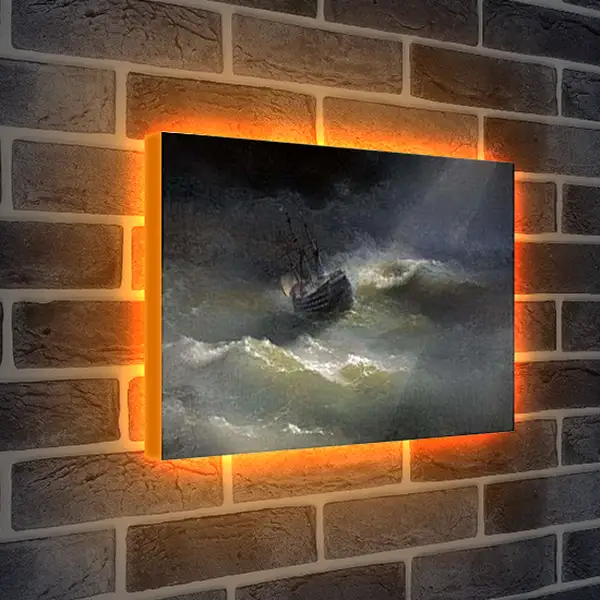 Лайтбокс световая панель - Корабль Императрица Мария во время шторма 1892. Иван Айвазовский