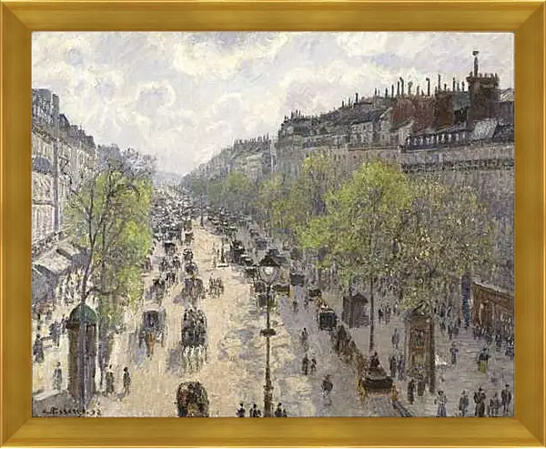 Картина в раме - Бульвар Монмартр. Весеннее утро. Камиль Писсарро