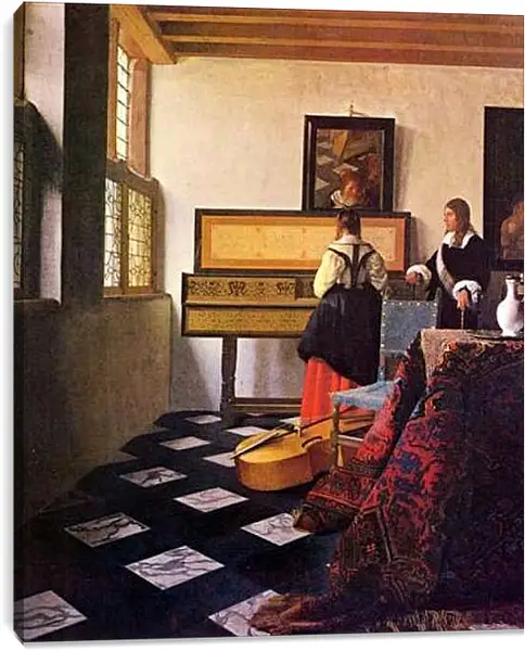 Постер на подрамнике - Урок музыки (1662) Ян (Йоханнес) Вермеер