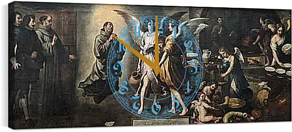 Часы картина - Кухня ангелов. Бартоломе Эстебан Мурильо