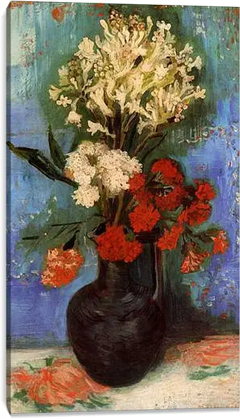 Постер на подрамнике - Vase with Carnations and Other Flowers. Винсент Ван Гог