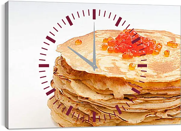 Часы картина - Блины и красная икра