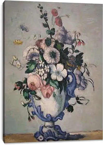 Постер на подрамнике - Flowers in a Rococo Vase. Поль Сезанн