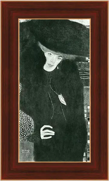 Картина в раме - Damenbildnis in Rot und Schwarz. Густав Климт