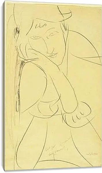 Постер на подрамнике - Woman, Head on Hand. Женщина, опирающаю голову на руки. Амедео Модильяни