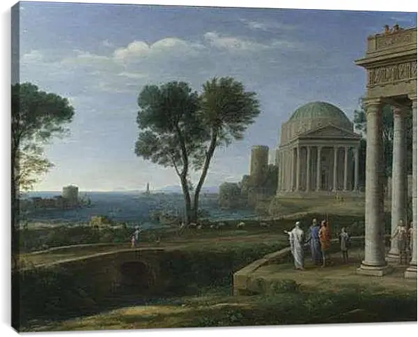Постер на подрамнике - Landscape with Aeneas at Delos. Лоррен Клод