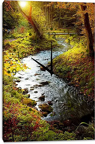 Часы картина - Ручеёк в лесу