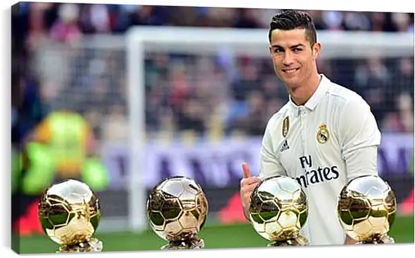 Постер на подрамнике - Криштиану Роналду и золотые мячи