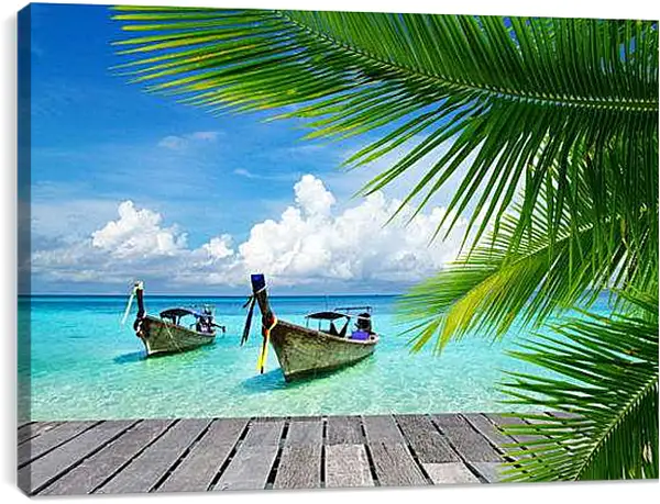 Постер на подрамнике - Две лодки в море