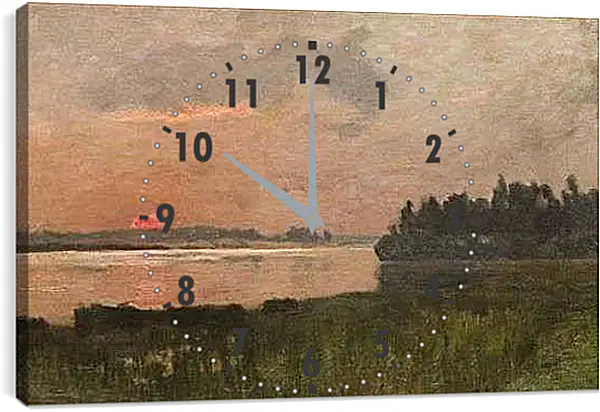 Часы картина - Закат. Левитан Исаак